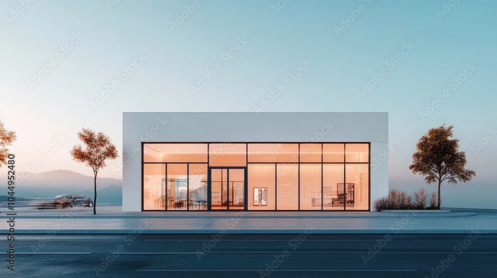 Poster modern minimalist building with large windows
