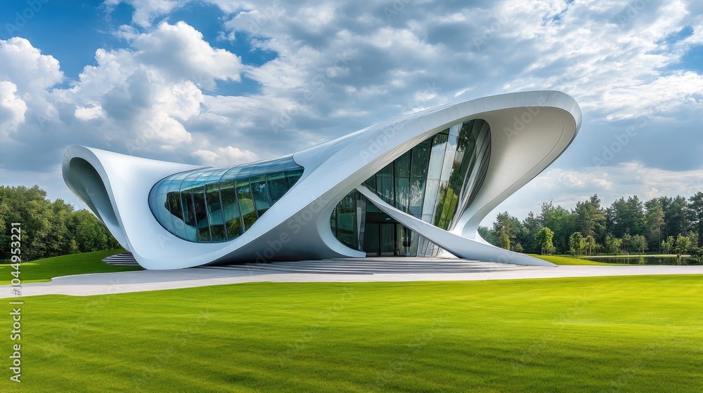 Poster modern architecture with unique curves and shapes
