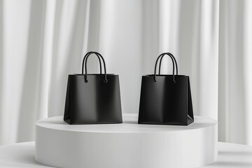 black shopping bag mock up by generative ai
