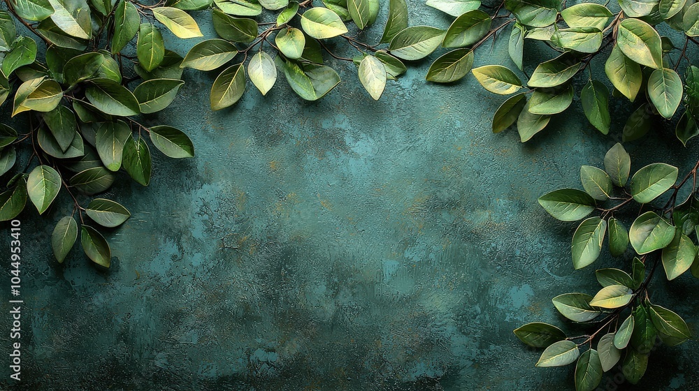 Poster a graceful green backdrop with gentle abstract designs that provide a calming effect, creating ample