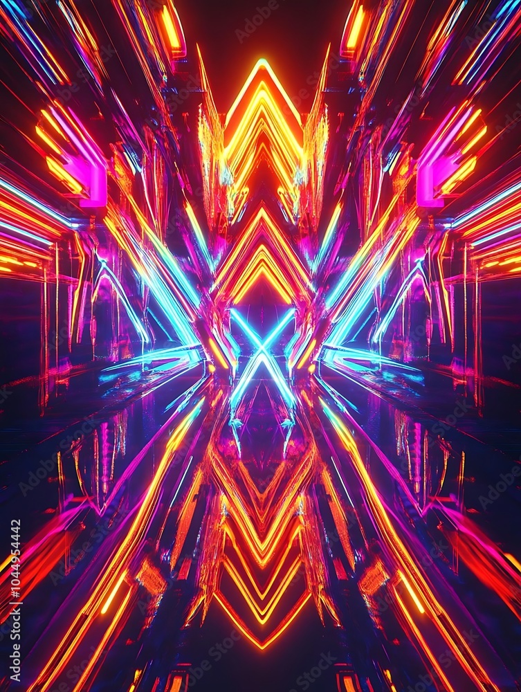 Aufkleber exploring the vibrant depths of futuristic neon light design a stunning display of color and reflect