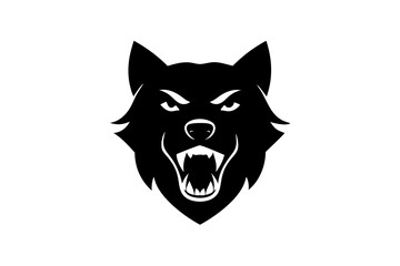 Angry dog head silhouette vector logo design vector illustration on white.