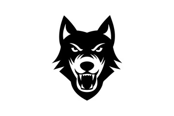 Angry dog head silhouette vector logo design vector illustration on white.