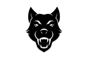 Angry dog head silhouette vector logo design vector illustration on white.