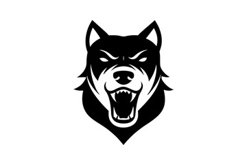 Angry dog head silhouette vector logo design vector illustration on white.