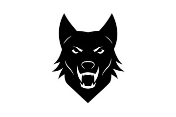 Angry dog head silhouette vector logo design vector illustration on white.