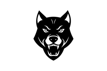 Angry dog head silhouette vector logo design vector illustration on white.