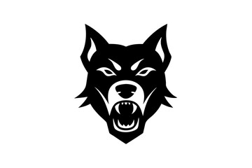 Angry dog head silhouette vector logo design vector illustration on white.