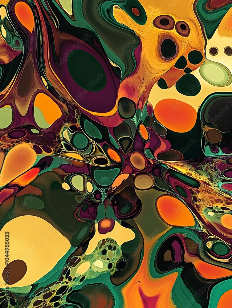 Poster Exploring the vibrant harmony of organic shapes in abstract art a journey through bold colors and fluid forms