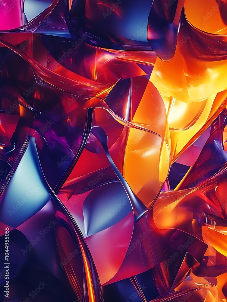 Poster Vibrant interplay of abstract shapes a nonrepresentational journey through fluid forms and dynamic colors