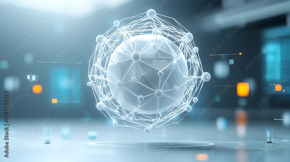 Poster Intricate Polygonal 3D Geometric Shapes Floating in a Futuristic Digital Space Symbolizing the Complexity of Modern Technology and Big Data Concepts