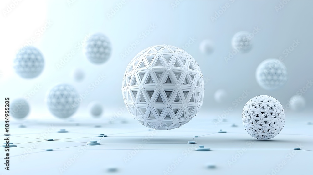 Poster Intricately designed 3D polygonal shapes and structures floating in a captivating digital space symbolizing the modern concepts of big data technology and innovative geometry