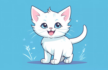 Obraz premium white cartoon kitten