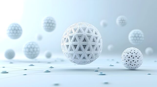 Intricately designed 3D polygonal shapes and structures floating in a captivating digital space symbolizing the modern concepts of big data technology and innovative geometry