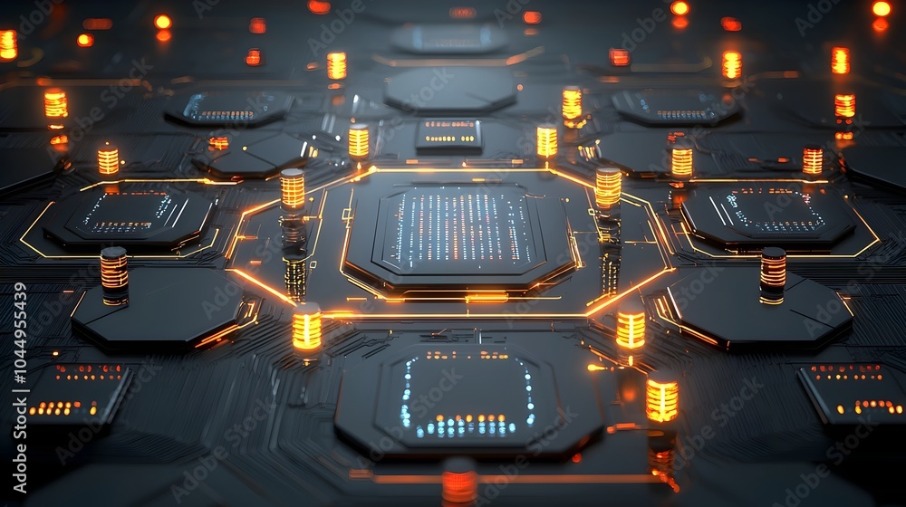 Aufkleber Futuristic abstract 3D background featuring glowing geometric polygonal structures and forms representing data flow technological advancements and innovation in the digital realm