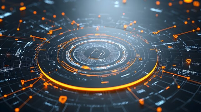 Futuristic technological backdrop with vibrant polygonal shapes digital connections and data processing elements representing innovation and advancements in technology and intelligence