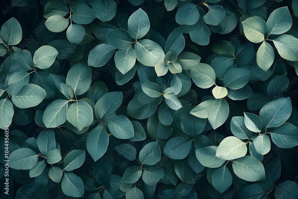 Poster Lush Minimalist Leaves in Serene Sage Tones Creating a Captivating Botanical Background