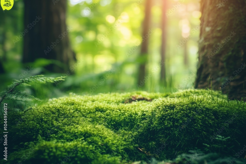 Aufkleber close-up of moss in forest environment for nature and ecology concepts generative ai