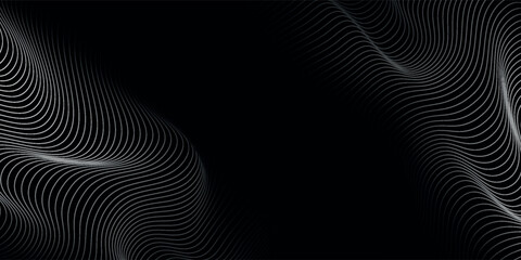 3D Vector wave lines pattern smooth curve flowing dynamic white light isolated on black background for concept of technology, digital