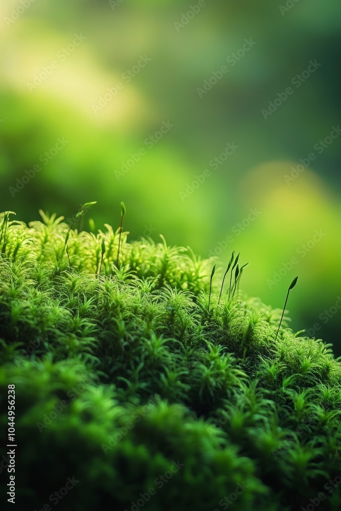 Poster close-up of moss in forest environment for nature and ecology concepts generative ai