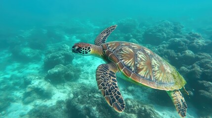 Sea turtle swimming in the ocean