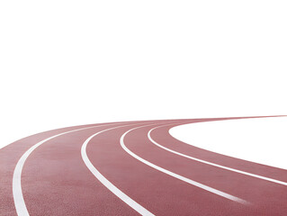 smooth, red running track curves gracefully against white background, ideal for athletic events and training. clean lines and vibrant color create energetic atmosphere