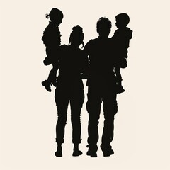Silhouette family with children
