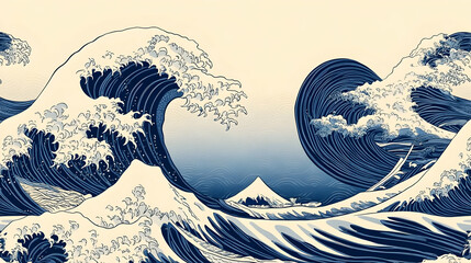 Giant Wave Illustration - Ukiyo-e Style