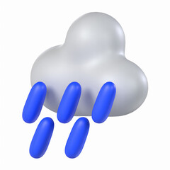 Heavy Rain 3D Icon Weather Model with Transparent Background