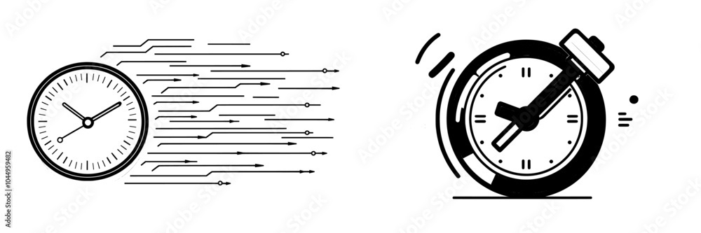 Poster the concept of a countdown clock. a stopwatch counting time. a button icon. a timer with arrows. an 