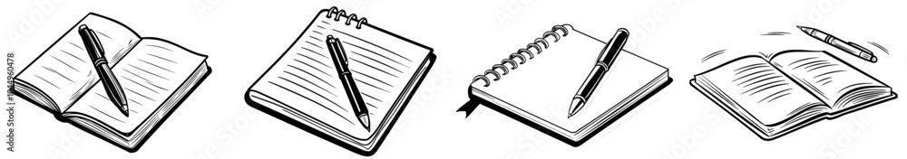 Poster open organizer, planner, office notebook with spiral binding. business notepad with blank paper page