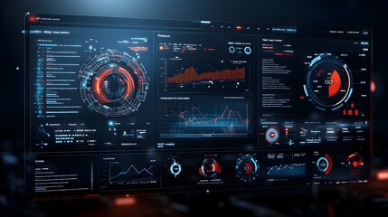 Futuristic Business Intelligence Dashboard with 3D Data Visualization and Virtual Analytics Providing Advanced Insights for Enterprise Management and Strategy