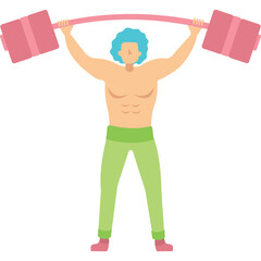 Man bodybuilder icon vector guy lifting barbell