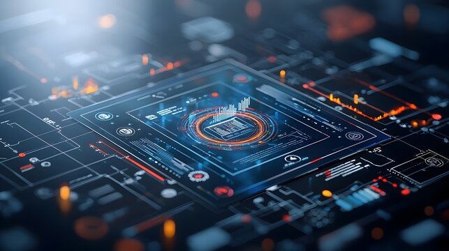 Immersive Virtual 3D Business Intelligence Platform Featuring Abstract Technology Design Advanced Data Analytics Tools and Detailed Group Visualization Capabilities