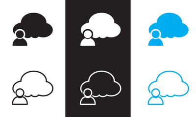 Cloud Computing  solid web and editable stroke icon set.  Cloud, computing, server, database, technology, networking, data and internet. isolated on white and black background. Vector illustration.