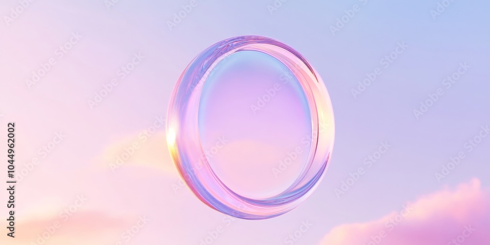 Poster 3d render of a search icon in a bubble on a summer sky background, augmented reality concept generat