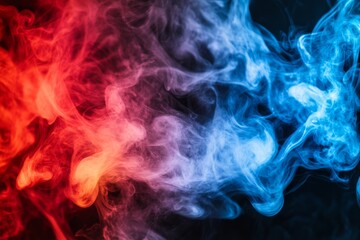 Obraz premium Close-up of Red and Blue Light Color Smoke for Abstract Backgrounds Generative AI