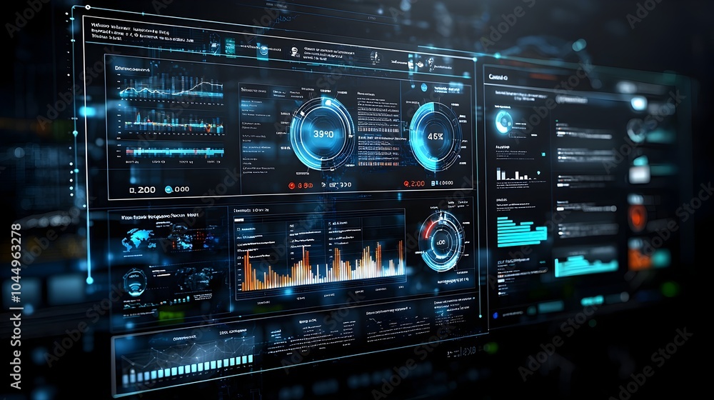 Leinwandbilder Innovative business intelligence dashboard featuring cutting edge virtual technology dynamic 3D data elements