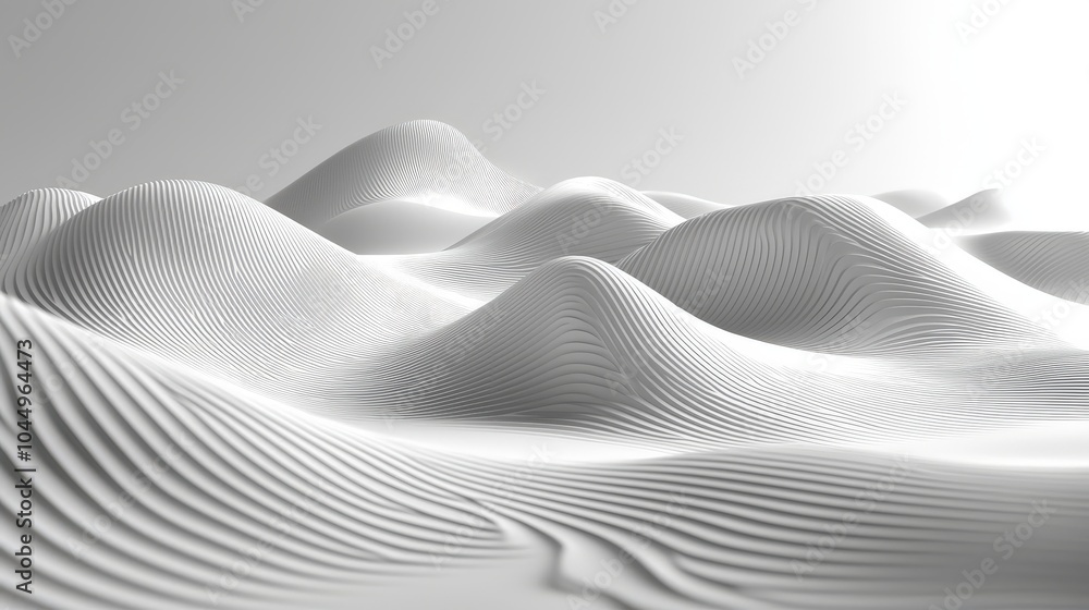 Poster a stylish white and light grey tech background with graceful flowing lines and minimal digital textu