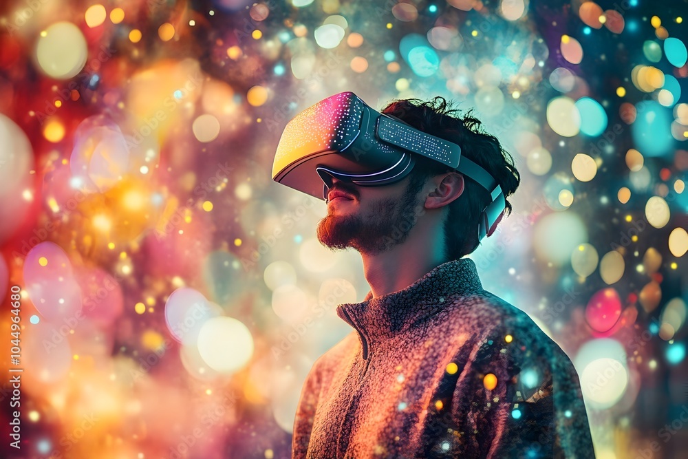 Aufkleber immersive virtual reality gaming and learning experience with colorful augmented environment
