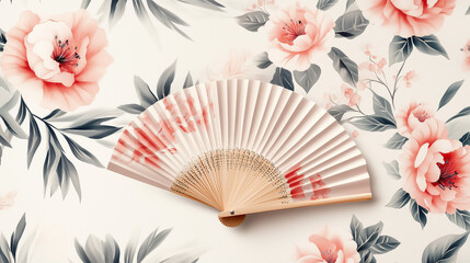 Fancy Hand Fan Featuring Vibrant Floral Designs