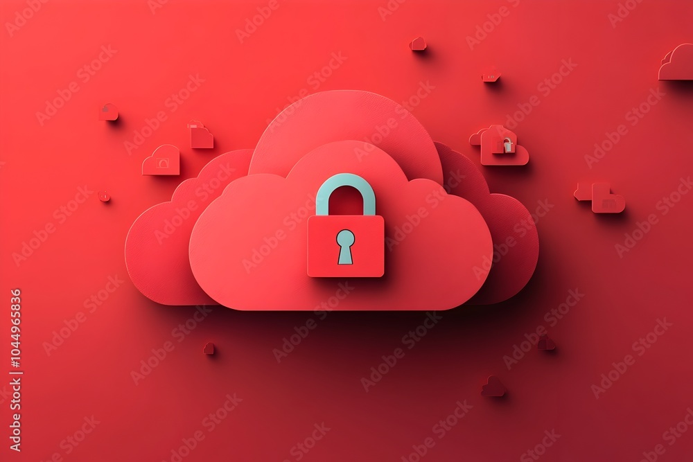 Poster secure cloud services with padlock icon abstract