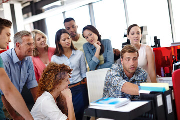Meeting, planning and business people in office for discussion with internship for learning....