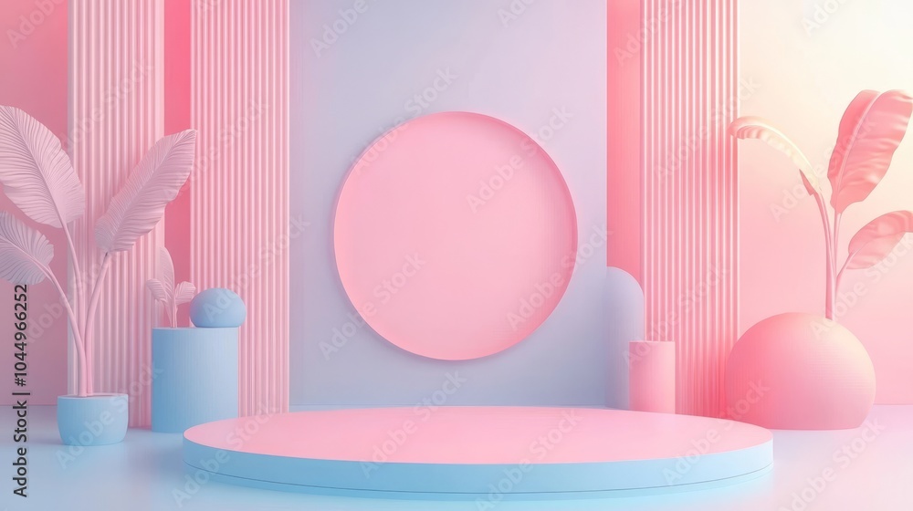 Poster cute isometric pastel background with empty space for ar and vr generative ai