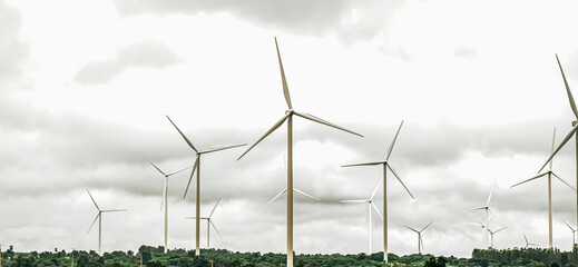 wind turbines, electric power, nature, cloudy sky, no one