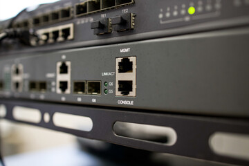 Work internet switch close up, signal, internet, connection.	