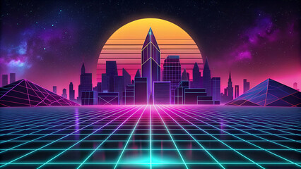 city skyline at sunset