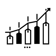Inflation Icon – Rising Price Tag with Upward Arrow, Symbolizing Increasing Costs