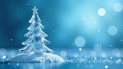 Crystal Christmas tree in the snow.