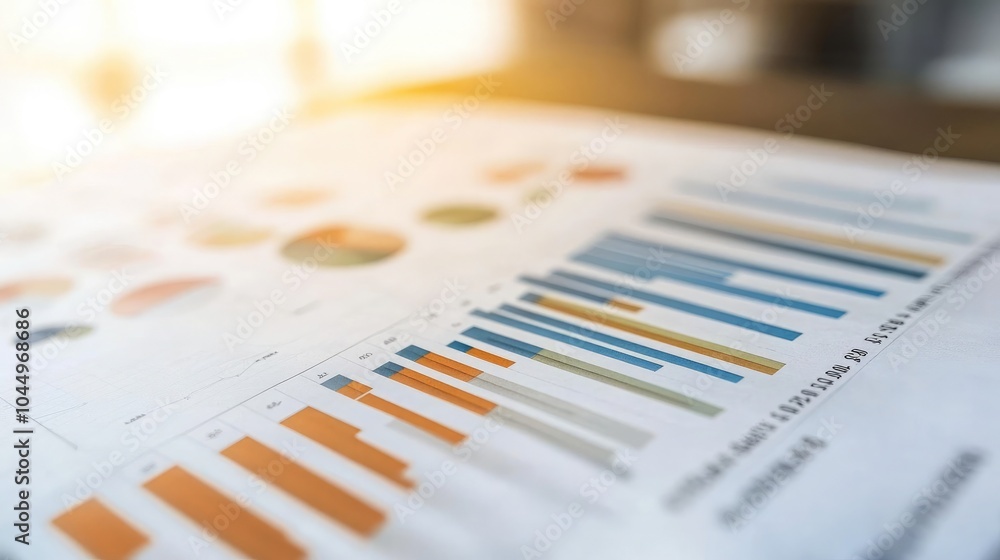 Poster colorful data visualization on report paper